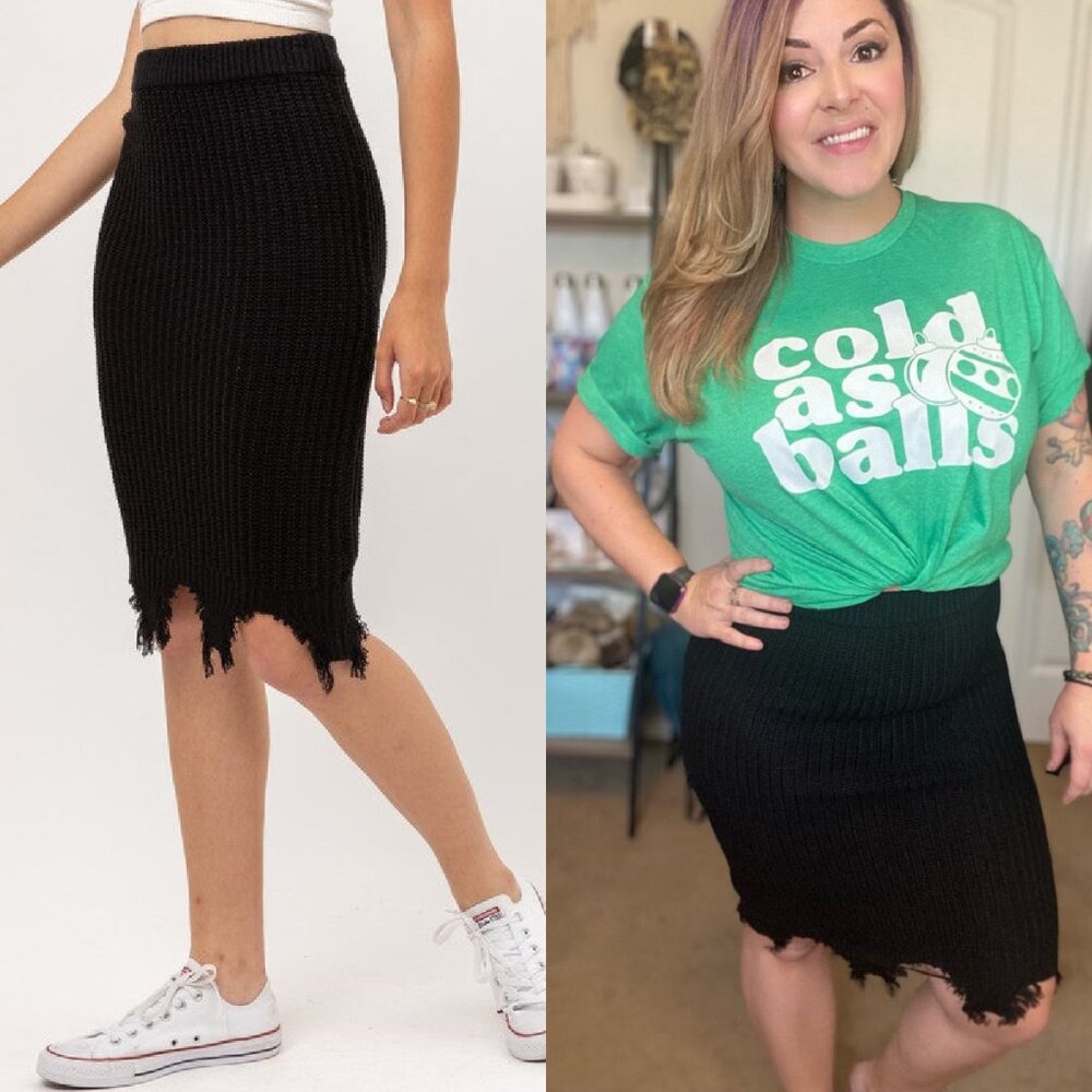 Black Sweater Midi Skirt
